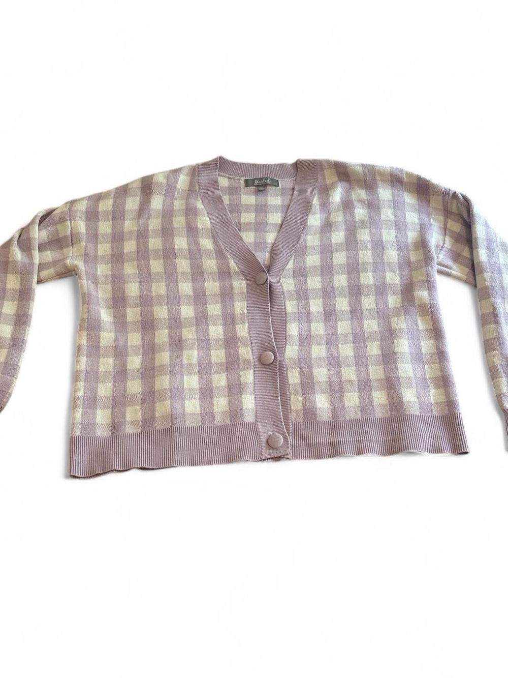 Cozy women’s lavender gingham cardigan